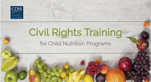 Civil Rights Training for Child Nutrition Programs over an image of fruit