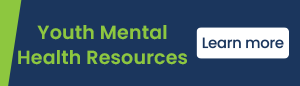 Green and yellow text banner that reads 'Children's Mental Health Resources: Learn More'