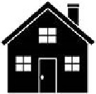 Simple house icon with a pitched roof and rectangular body