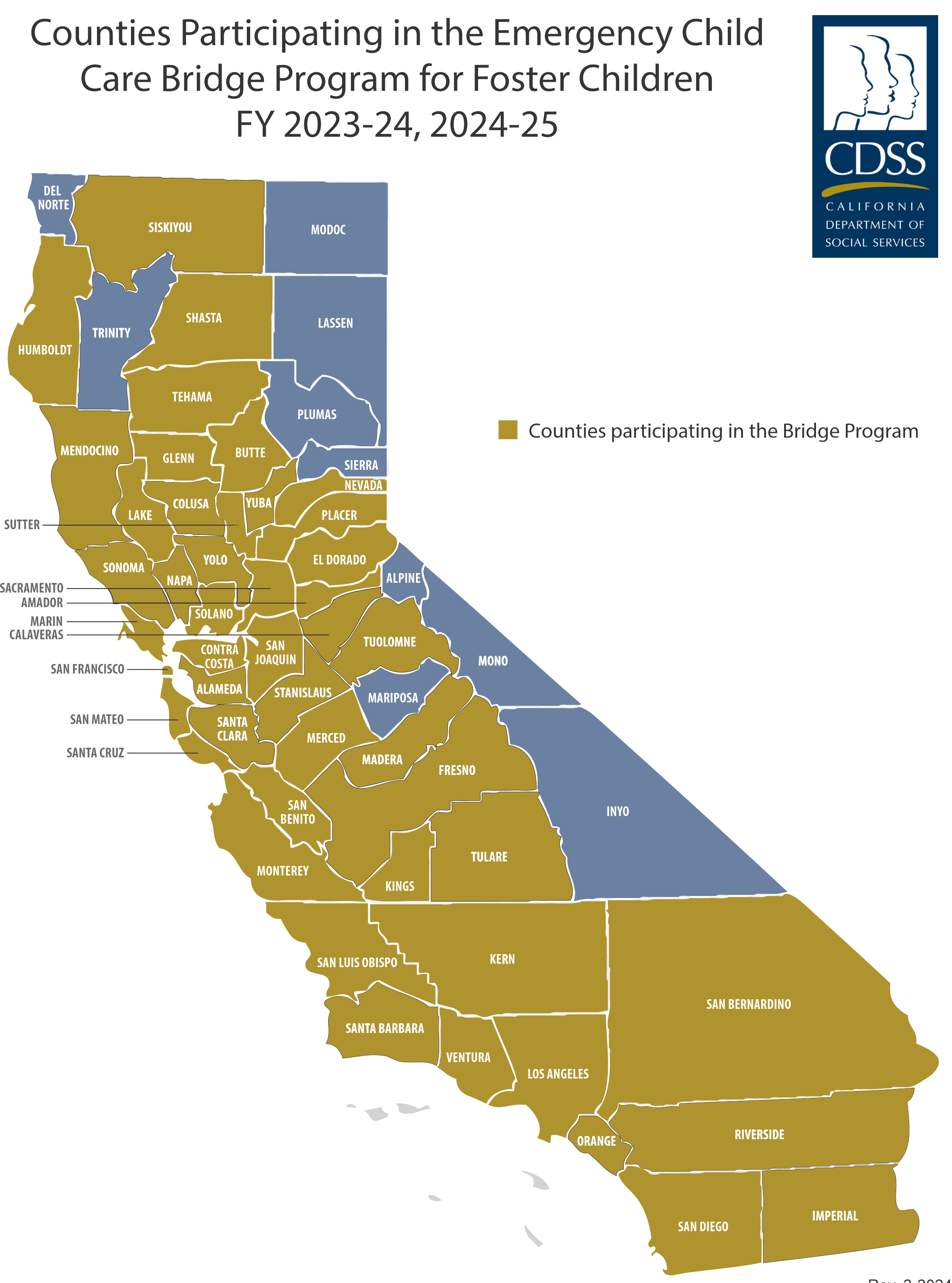 Counties participating in Bridge Program