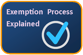 Button to the exemption process explained webpage