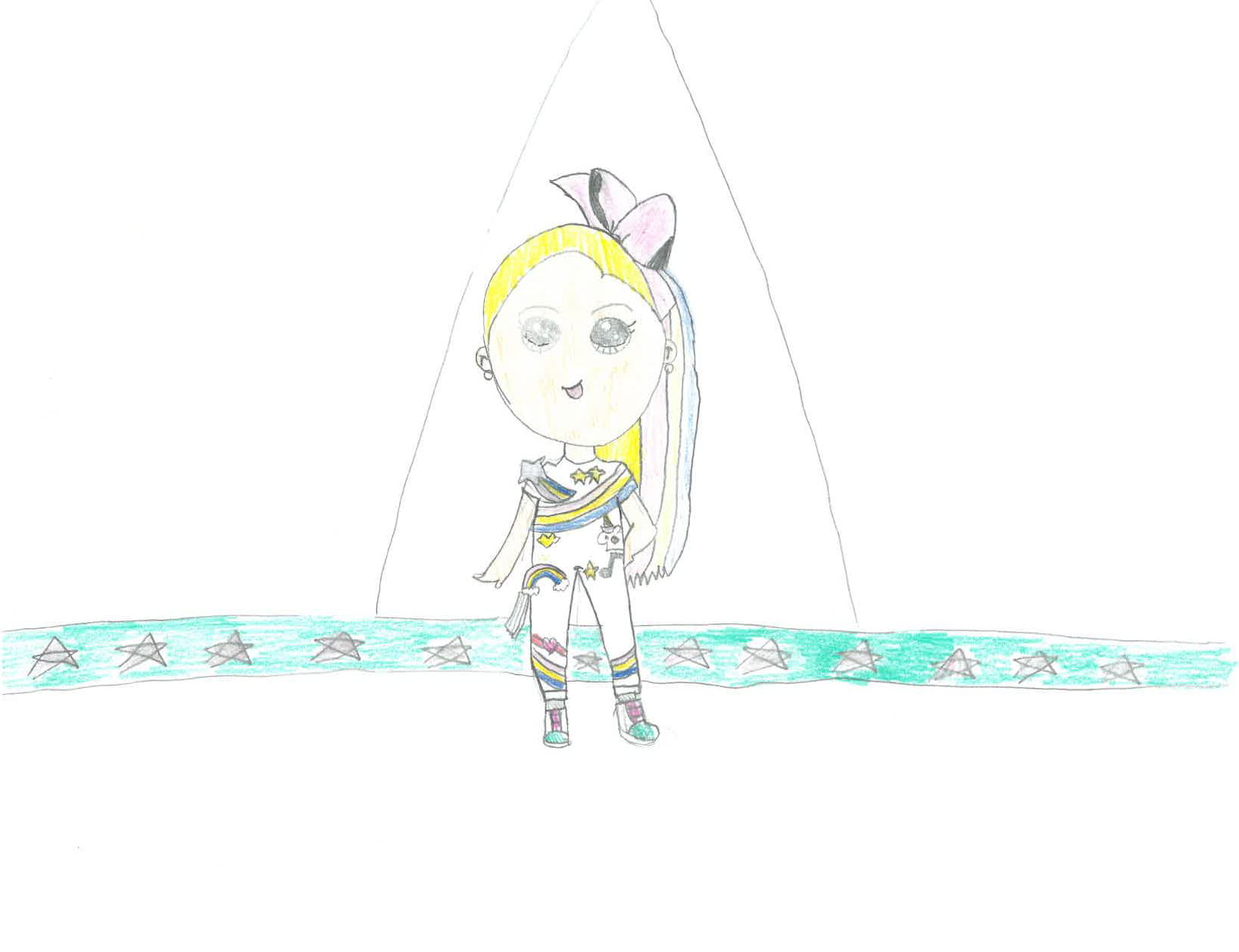 Kids' drawing of girl with yellow hair