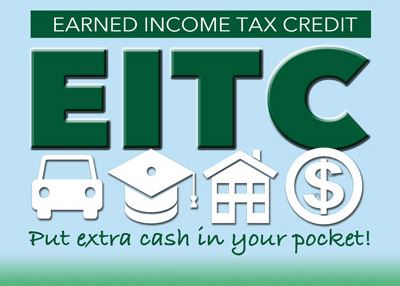 EITC logo with icons of a car, graduation cap, house, and money coin beneath