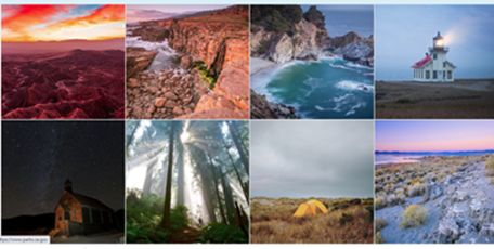 Collage of 8 pictures of different state parks